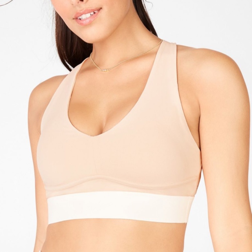 Fabletics Sand/Tusk Corset Style Sportsbra